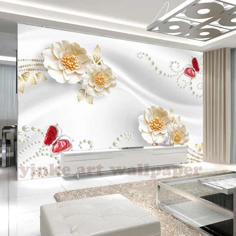 3D настенные фрески обои Шелковый цветок бабочка Европейский Стиль ТВ фон Большая