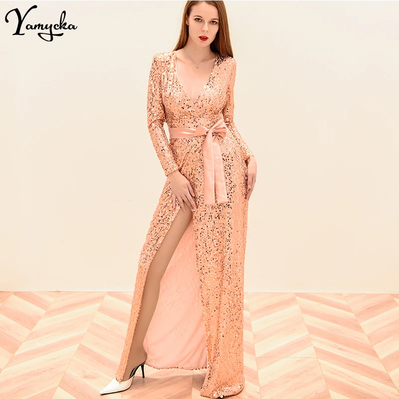 

Sexy winter christmas party Sequin Dress women befree Long sleeve Bandage long Dress elegant spring autumn maxi dresses vestidos