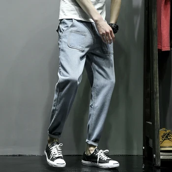 

K8136 spring new department code back pocket decoration cowboy pants nine P55 control 78]