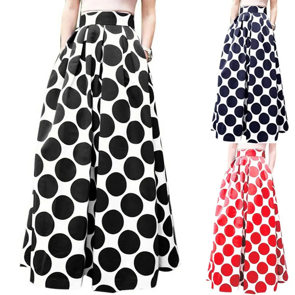 

Fashion Women Summer Skirt Party Cocktail Summer Women Dot Printed Skirt High Waist Long Skirt
