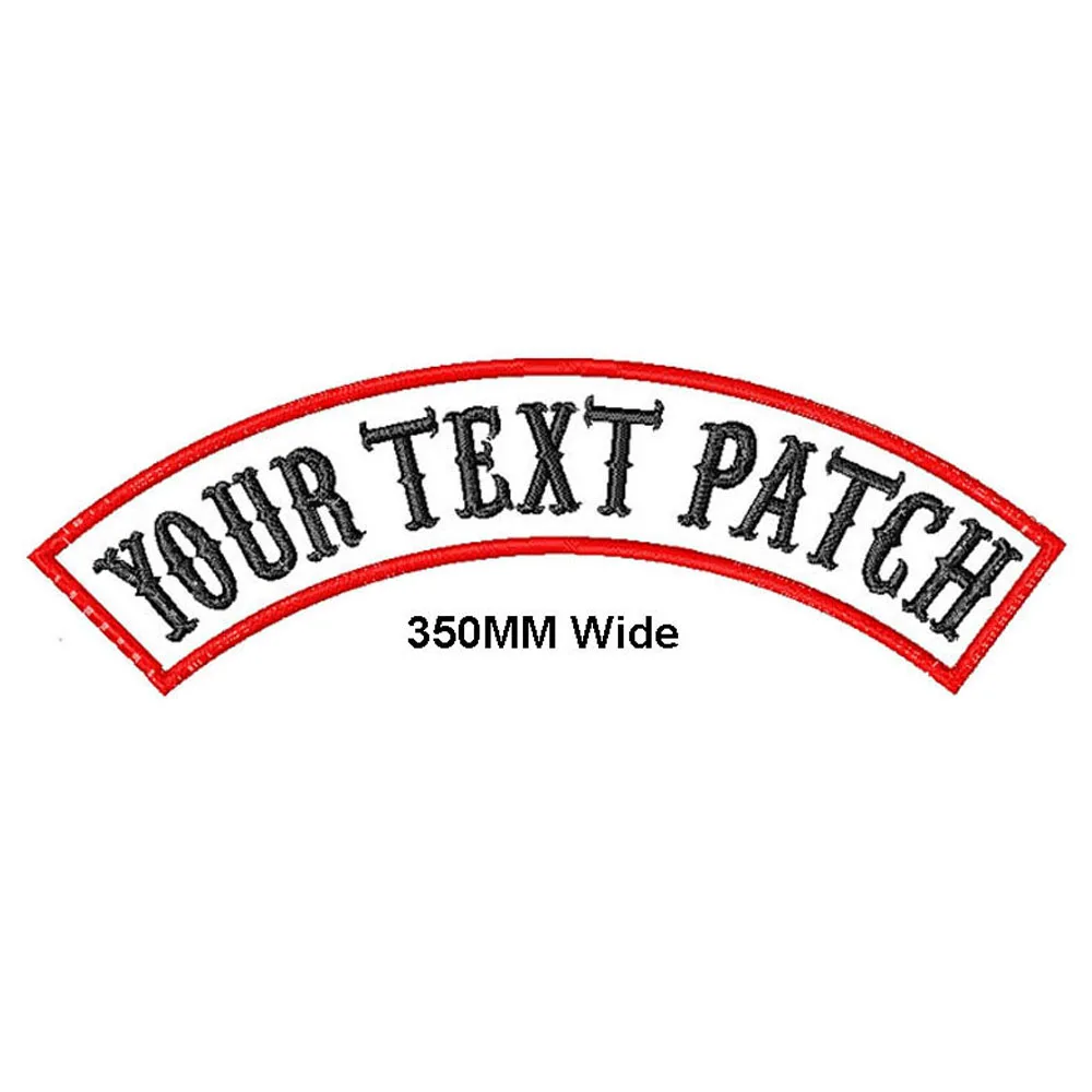 Custom 1 piece 350mm wide top or bottom Rocker Bike Patch embroidered