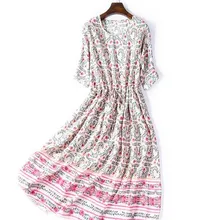Шелковое крепдешин платье, шелковое платье средней длины с большим рукавом, новое позиционирование цветок в