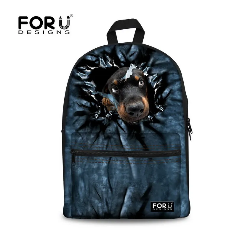 FORUDESIGNS/модные школьные рюкзаки для мальчиков-подростков, 3D милые животные, собака, лицо, Детский рюкзак для детей, дорожные рюкзаки высокого качества - Цвет: C0474J