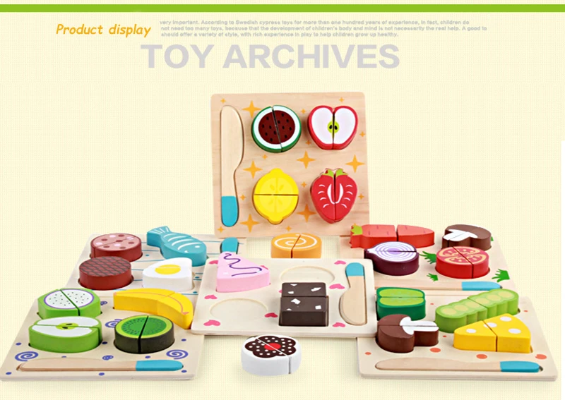 Деревянная игрушка кухонные игрушки вырезанные фрукты овощи десерт детская игрушка для игры в повара еда ненастоящая Игра Головоломка Развивающие игрушки для детей
