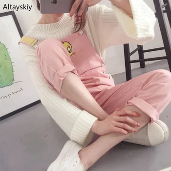 

Jumpsuits Women Kawaii Cartoon Soft Female BF Trendy Students Korean Style Pockets Womens Loose Elegant Jumpsuit Harajuku Chic