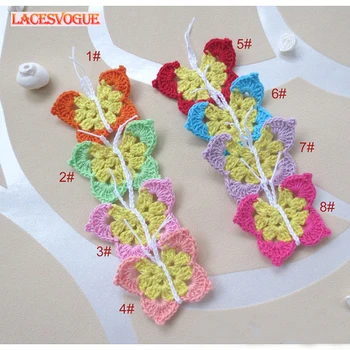 

40PCS/lot Handmade woolen Yarn Crochet Knitted butterfly applique Patchwork DIY needlework sewing accessories Cloth paste 601