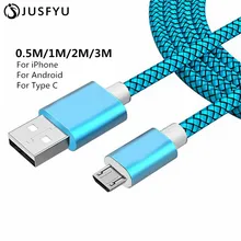 0,5 m/50 cm/1 m/2 m/3 m type C зарядный кабель зарядное устройство Micro USB-C type-C нейлоновый кабель для iPhone Xiaomi Mi6 samsung Galaxy S8 S9 Plus