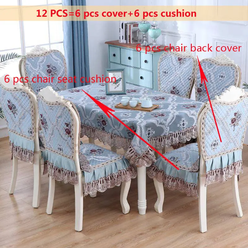 High-grade Tablecloth Beige Blue Dinning Table Cover With Lace Rectangular Tea Table Cloth Universal Size 130x180/150x200CM - Цвет: Blue 12pcs