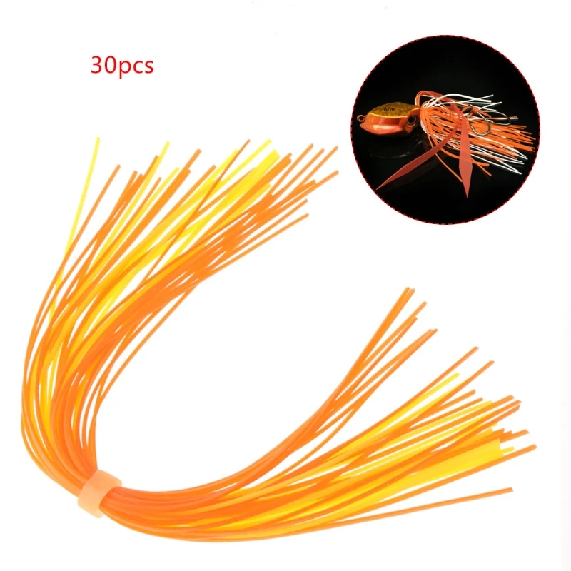 

30pcs Fishing Skirts PVC Silicone Band Rubber Jig Squid Lure Spinner Bait Thread