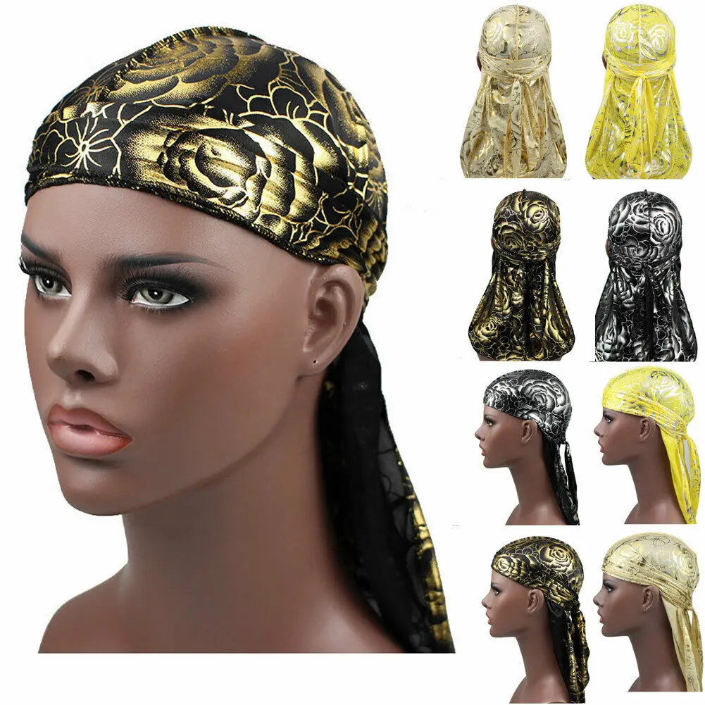 Mens Du-Rag Scarf Head Rap Tie Down Band Biker/'s Cap Durag Bandanna Sports