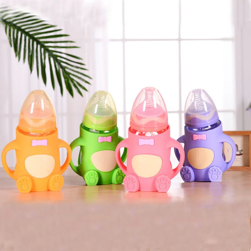 

Big Capacity 240ml Baby Silicone Milk Bottle Safety PP Newborn Kids Feeding Bottles Adjust Water Cup Hand Holder Shatter Proof