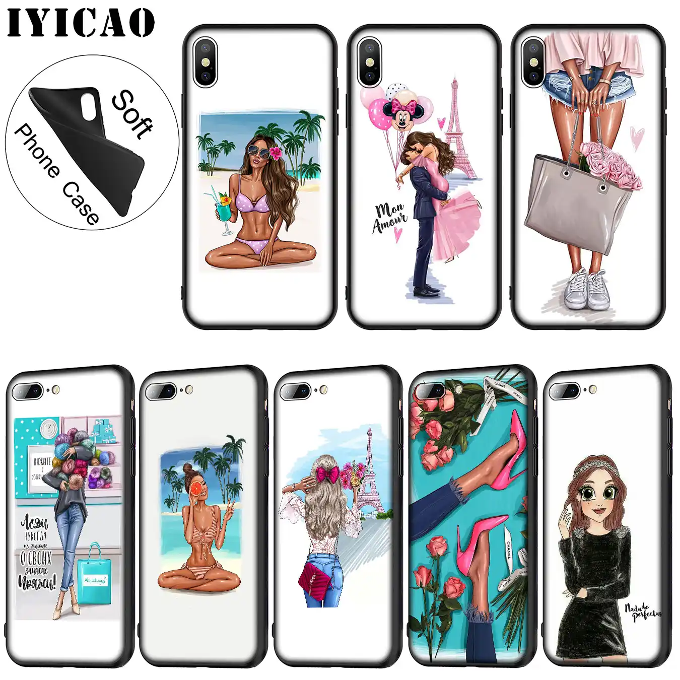 Iyicao Summer Princess Girl Beach High Quality Soft Silicone Phone Case For Iphone Xr X Xs 11 Pro Max 6 6s 7 8 Plus 5 5s Se 10 Fitted Cases Aliexpress
