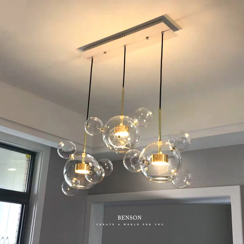 Art Creative Soap Bubble Clear Glass Ball LED Pendant Light Livingroom