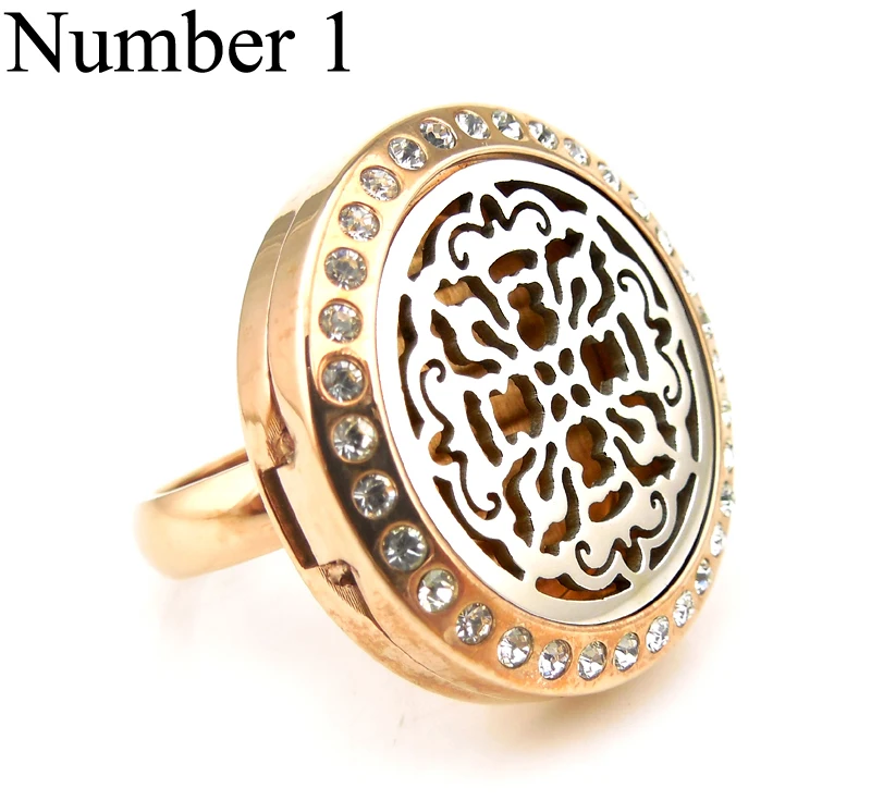 

Old World Cross Rose Gold Locket Ring with Crystals (25mm) Essential Oils Stainless Steel Aromatherapy Aromatherapy Locket Ring