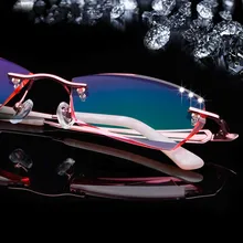 Алмазная резка стекла, женские деньги, близорукость, чистый титановый набор, оправа для шнека, бескаркасные очки по рецепту, 113