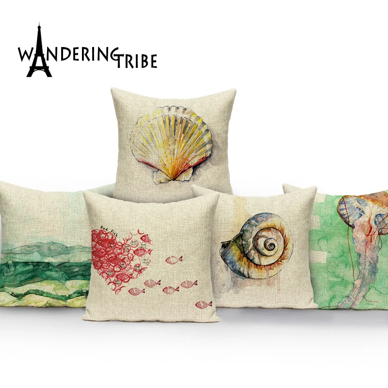 

Hot Sale Marine style decoration decorative cushions pillow cover seashell pillow decorative cushion covers Colorful cushion