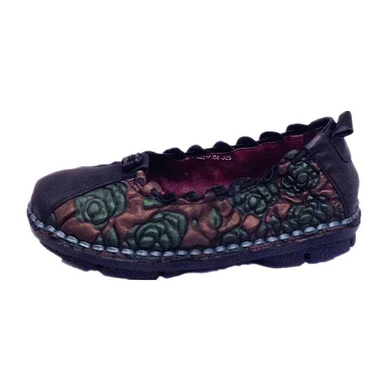 Véritable Pics Broderie Designer Plus Noir Lady Ballerines Taille Noir Sur Tyawkiho Chaussures Glissement Femmes see rouge La Cuir Main En Mocassins Appartements qAR4Y