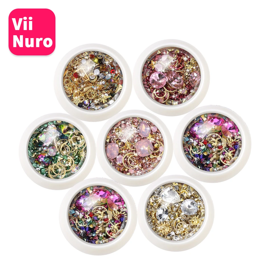

ViiNuro Rhinestones Mix Nail Crystals Rhinestone Decoration For 3D Nails Design DIY Accessories Nail Jewelry For Nail Art Tools