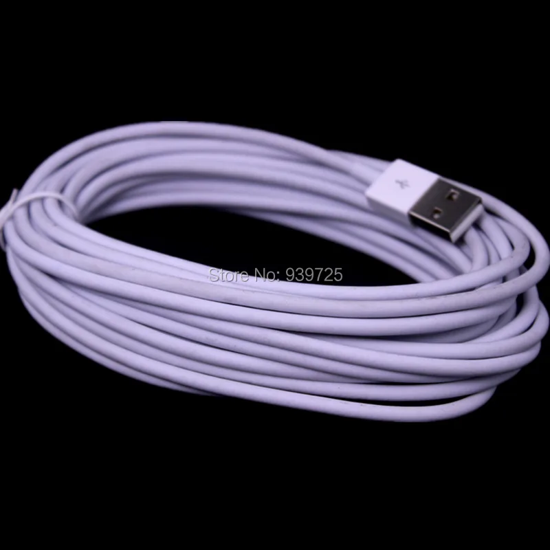 200pcs/lot white 5m 15FT 8pin usb data charger cable