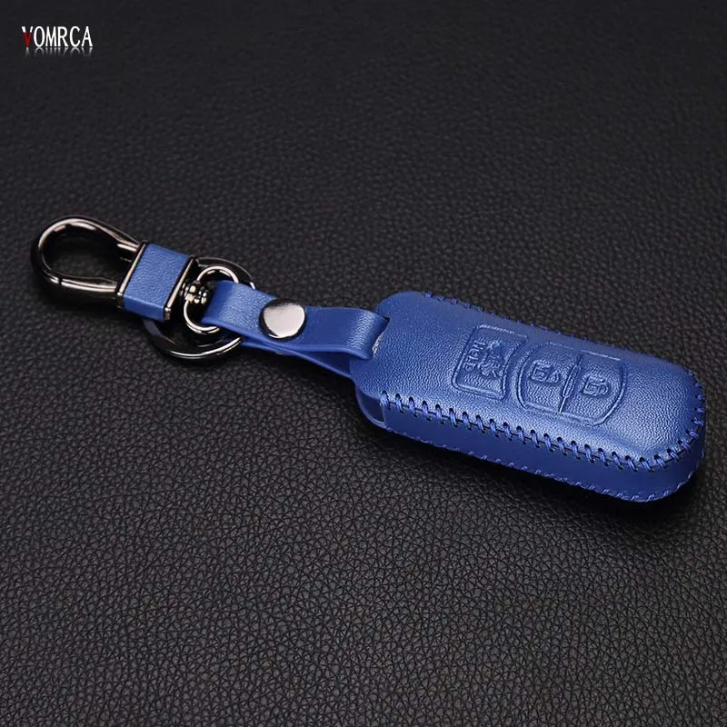 Дизайн кожаный чехол для автомобильных ключей, чехол с пряжкой для Mazda 2 двигатель 2 Mazda 3 Mazda 5 Mazda 6 CX-5 CX-7 CX-9 Atenza Axela 3 кнопки - Название цвета: blue