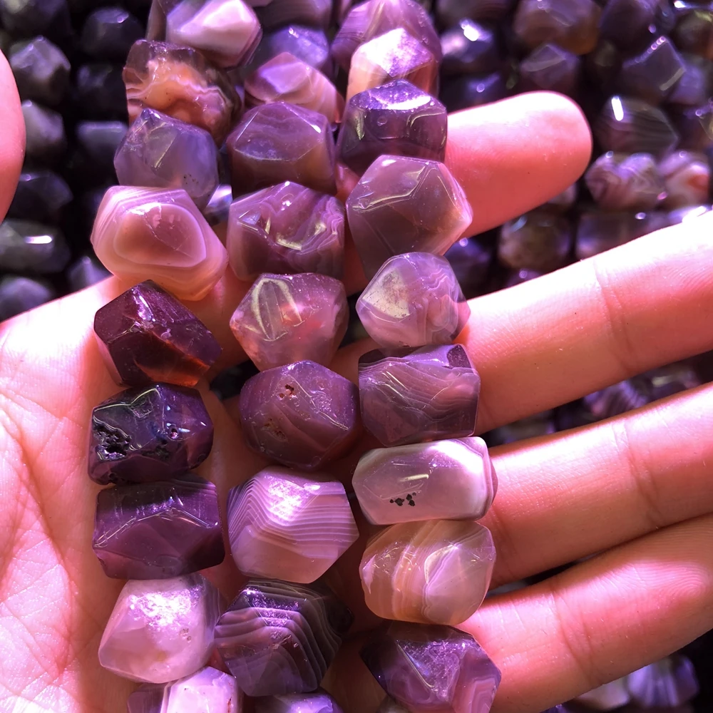 

Wholesale 2strings Natural Faceted Botswana Agate Gem Stone Nugget Beads,Genuine Gem Jewelry Making Beads,15.5"/str