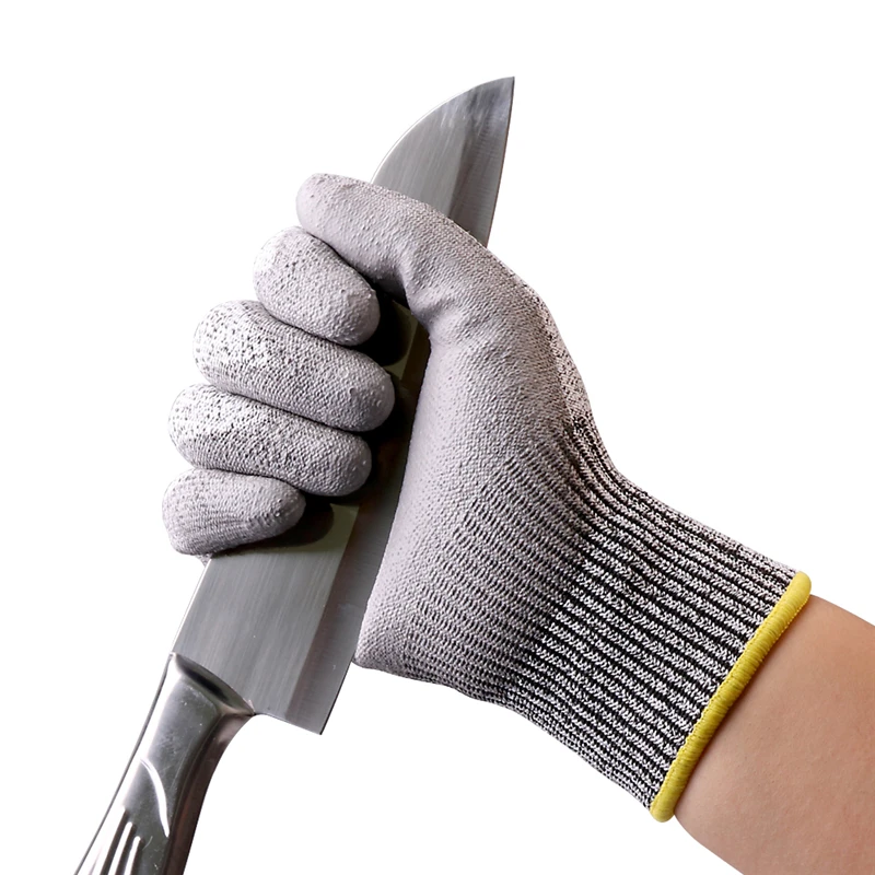 Перчатки с защитой от порезов GMG серые HPPE оболочки с полиуретановым покрытием CE сертифицированные EN388 устойчивые к порезу перчатки рабочие защитные перчатки рабочий разрез уровень 5
