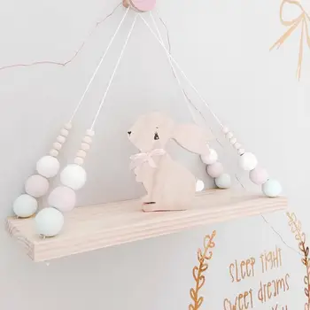 

Home Wall Hanging Wooden Ornaments Nordic Beads Board Hanging Storage Shelf Kids Room Nursery Home Wall Decor