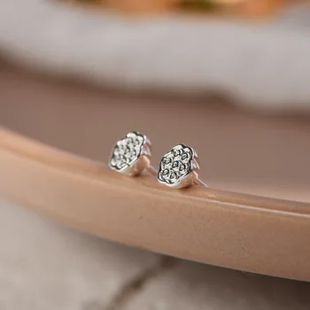 

925 Sterling Silver Lotus Stud Earrings for Women Girls Fashion Cut Wedding Jewelry Bijoux Pendientes A197