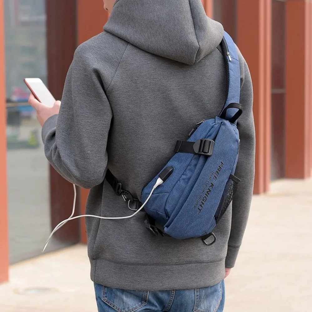 USB Charging Chest Bag Waterproof Casual Crossbody Travel Anti Theft Packs Shoulder | Спорт и развлечения