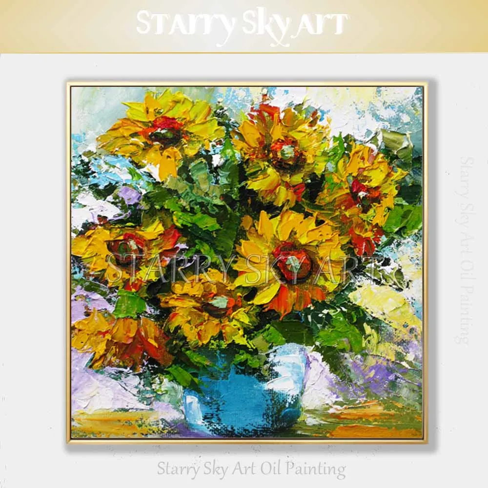 Skilled Artist Hand-painted High Quality Beautiful Vase Flower Knife Oil Painting on Canvas | Дом и сад