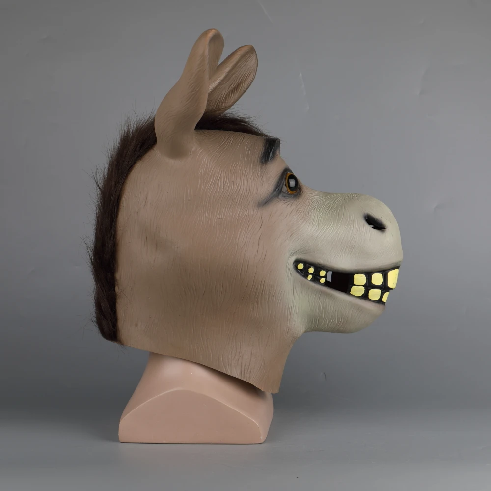 Funny Adult Creepy Funny Donkey Horse Head Mask Latex Halloween Animal Cosplay Zoo Props Party Festival Costume Ball Mask (8)