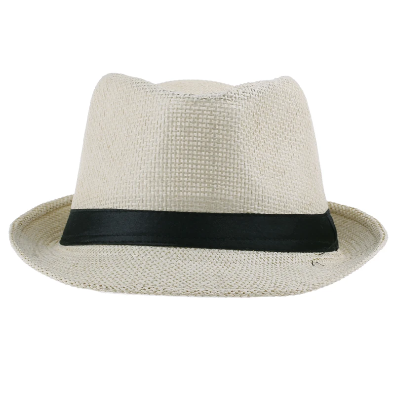 ℱLOVESOOℱ Unisex Fashion Trilby Gangster Cap Beach Sun Straw Hat Belt Cisor Hat Top Hat Outdoor Hat 