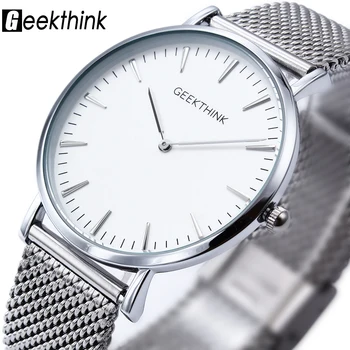 

Fashion Top Brand Luxury Quartz watch Casual men quartz-watch stainless steel Mesh strap ultra thin clock male relogio masculino