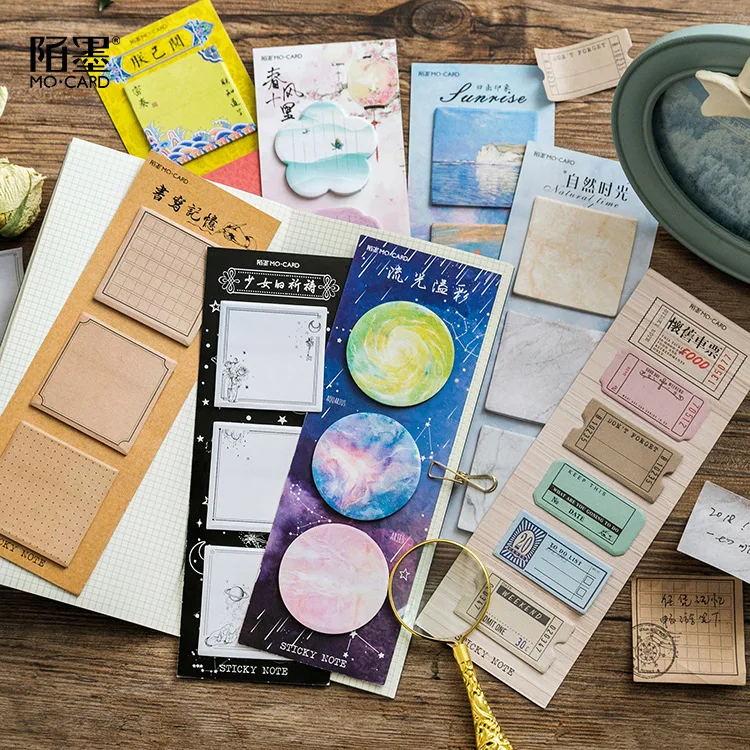 

60 Sheets Sunrise Plannet Writeable Memo Pads Decoration Stickers Self-Adhesive Stationery Sticky Note Notepad Bookmark Pad