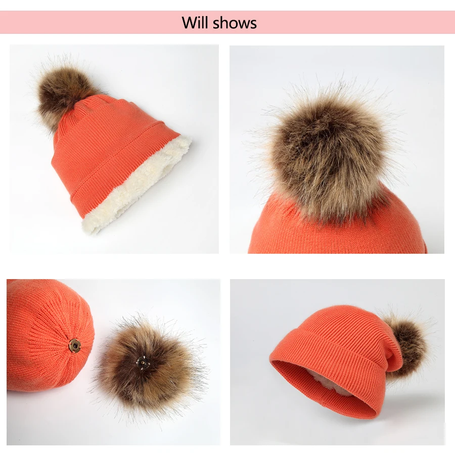 Girita Winter Women's knit hat fleece lined Hats crochet Skullies Beanies Pompon Fur Female Warm Caps The new listing (5)