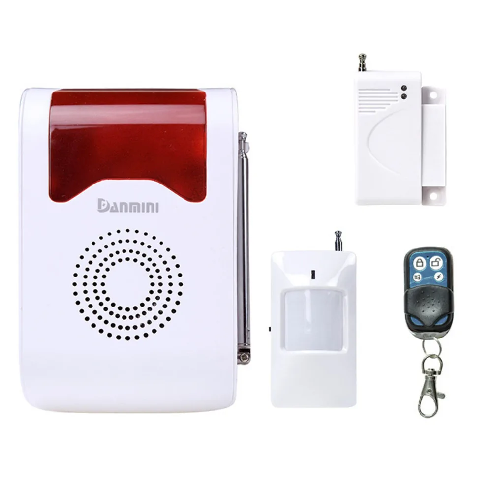 

DANMINI 433Mhz 315Mhz Wireless 110db Sound and Light Double Prompt Site Alarm Burglar Alarm System Home Security Device