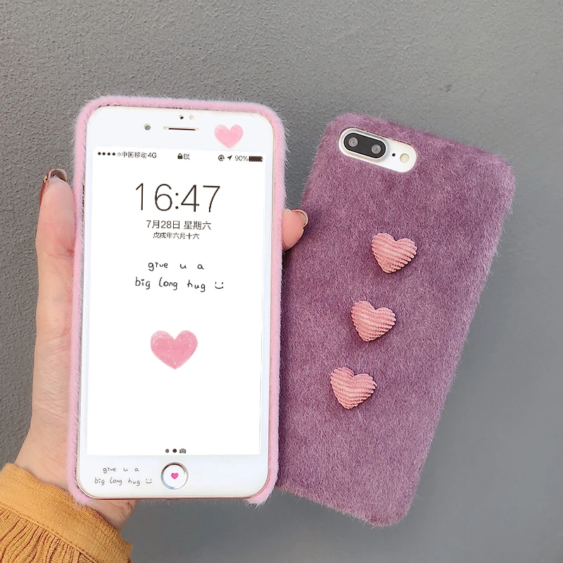 Новый 3D простой милый теплый плюшевый чехол для iPhone 7 plus и цветная пленка из