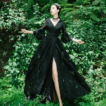 SexeMara/Новинка; модное кружевное платье с v-образным вырезом и рукавами для отдыха;