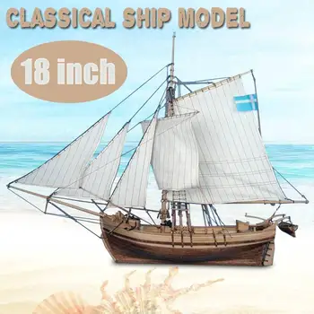 

LBLA 18 inch Classics Sail Boat Model Wooden Swedish Sailboat Ship Kits Home Model Building Kits Decoration Boat Gift Toy