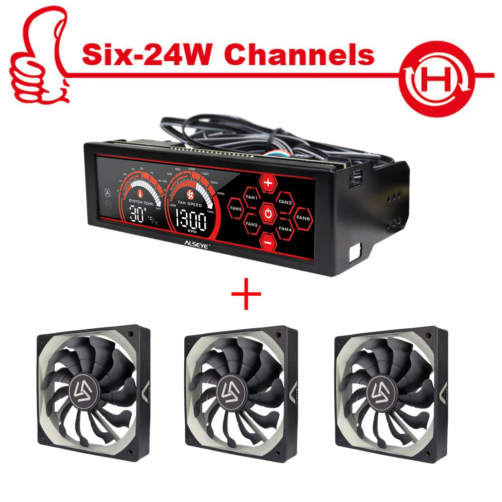 ALSEYE Fan controller and PWM 120mm fan kit 3/4pin 12v 2000RPM radiator