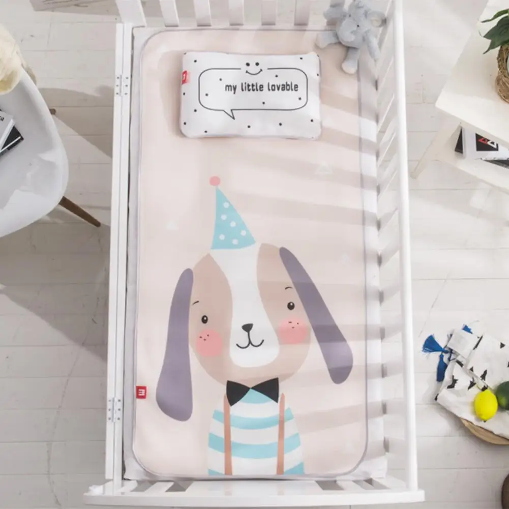 Baby Ice Silk Mat with Pillow Set Kindergarten Kids Mat Cute Cartoon Crib Baby Ice Silk Mat with Pillow Set Kindergarten Kids Mat Cute Cartoon Crib