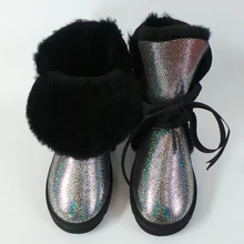 TIIDA New Fashion Snow Boots for Women Genuine Sheepskin Leather Women Boots 100% Natural Fur Winter Boots Woman Warm Wool boots