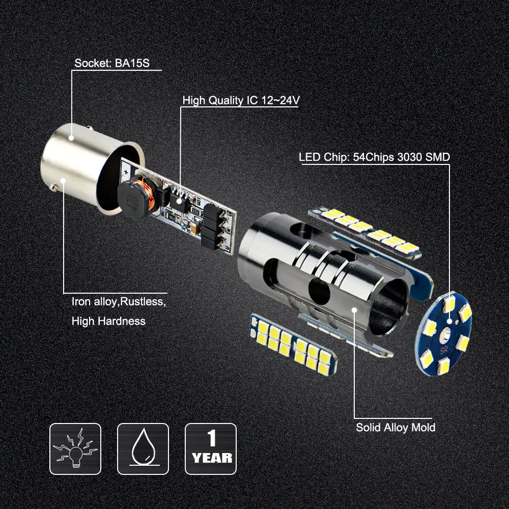 1156 BA15S 1157 BAY15D BAU15S Автомобильный светодиодный светильник с нитью накаливания 3030