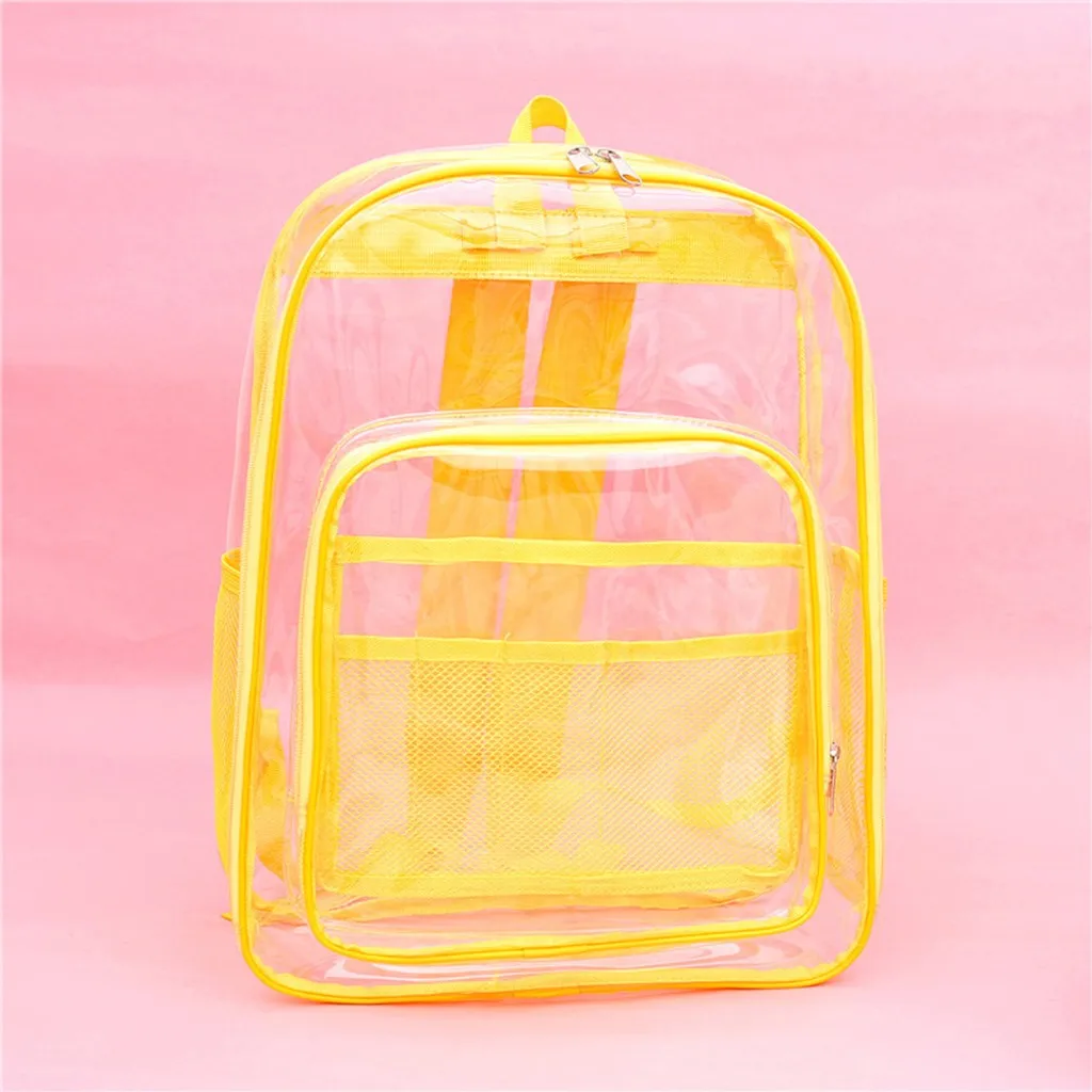 Женский прозрачный рюкзак на плечо для девочек, школьная сумка для студентов, сумка для путешествий, цвет, подходящая для дикого отдыха, студенческий рюкзак