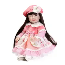 Силиконовая виниловая кукла принцессы, игрушка для девочек, Реалистичная улыбка, куклы для малышей с розовым платьем, длинные волосы, игрушка для игры в дом, коллекционная кукла