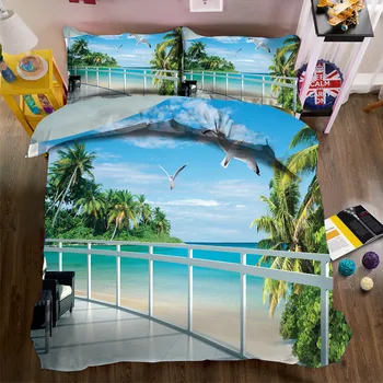 

New Malaysia scenery painting 3D Bedding set cover bed sheet duvet cover sets housse de couette 4pcs