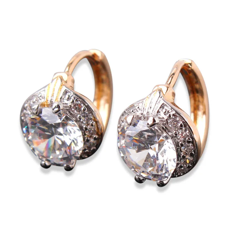 Smart Chic White Zircon Earring 18k Gold Platinum Plated Lady Small Huggie Hoops Earrings for Women