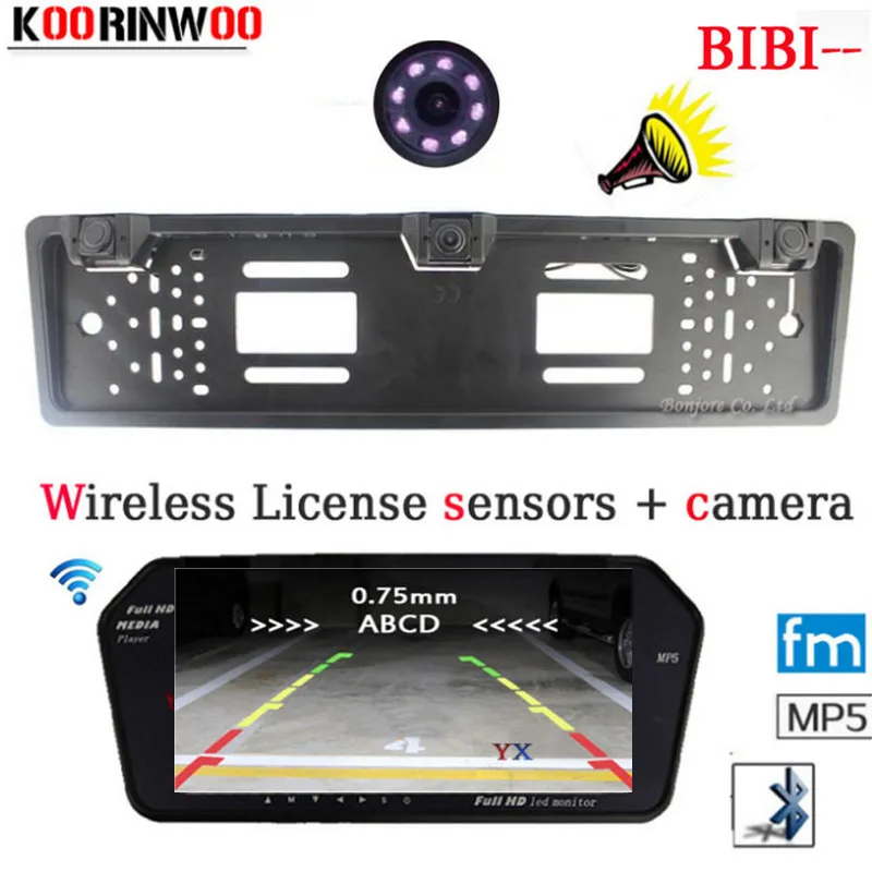 Koorinwoo EU Parktronics Car Monitor Mirror Wireless Bluetooth MP5 1024