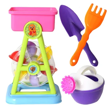 

4PCS 8" Color random Waterwheel Bath/Beach Toys Set Shovels, Rakes, Sprinkler, Sand Bucket Toys Party Favors for Kids(6210)