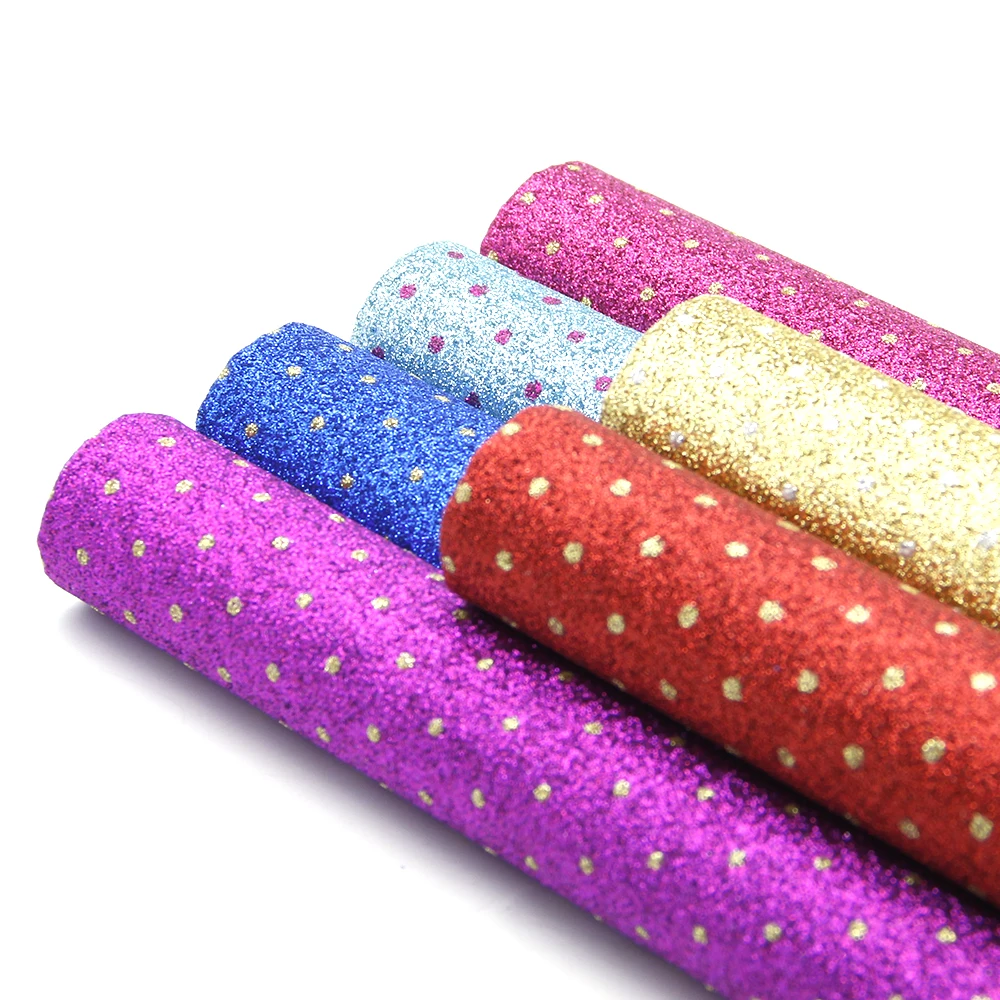

david angie 20*34cm Glitter Fabric Dot Faux Synthetic Leather Sheet,DIY Hairbows Garment Handbag Craft Sewing Material,1Yc5681